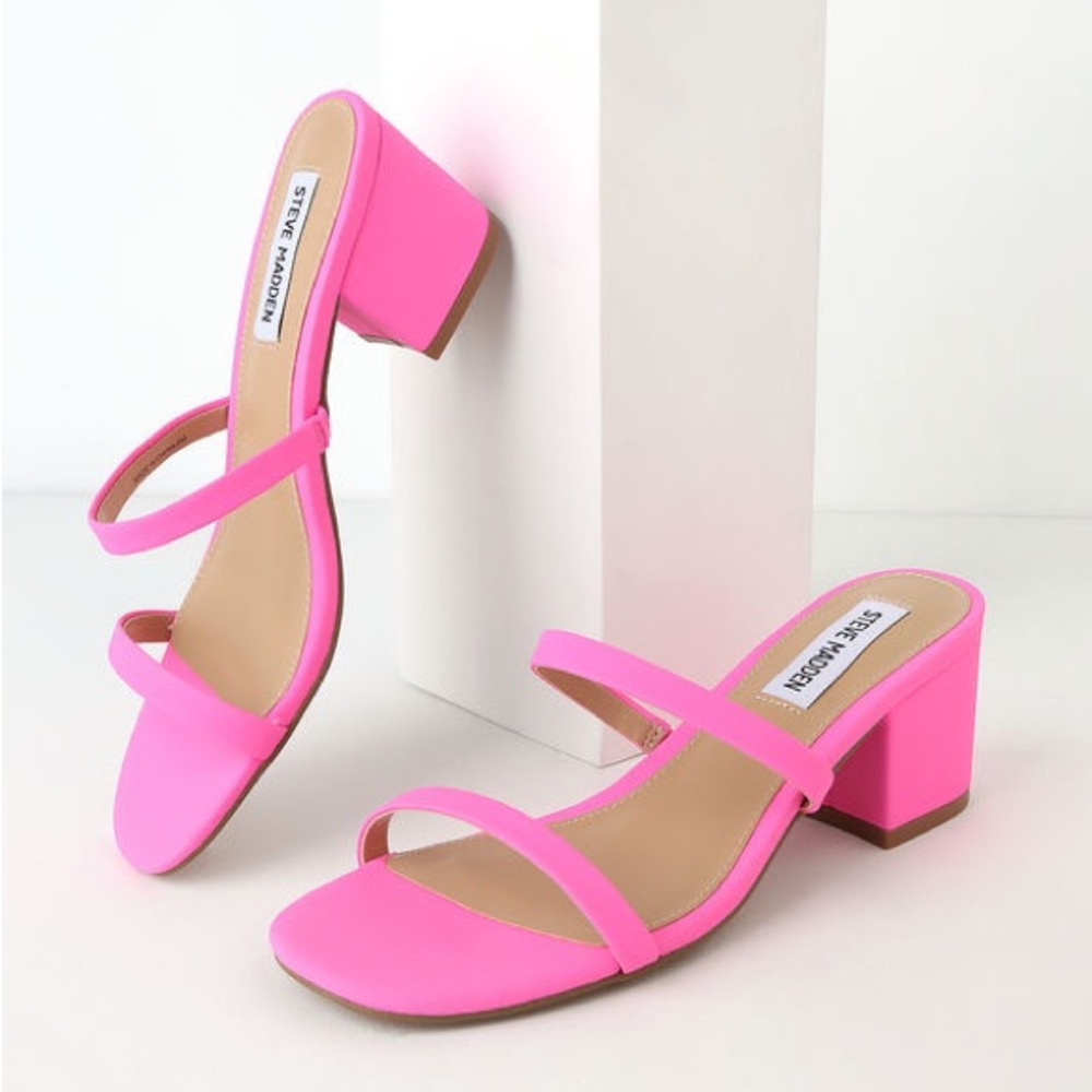 Steve Madden Issy Pink Neon Nubuck Mules